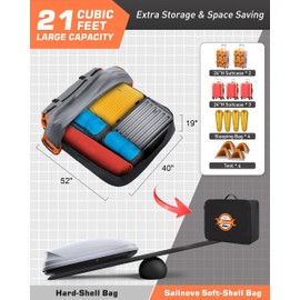 Sailnovo Car Rooftop Cargo Carrier Bag 21 Cubic, PVC Vehicle Soft-Shell Car Top Carrier for Cars with/Without Roof Rack, Waterproof Roof Bag Includes Anti-Slip Mat,10 Reinforced Straps, 6 Door Hooks