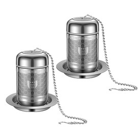 BOMANSI BOMS 2 Pack 316 Stainless Steel Tea Infuser, Extra Fine Mesh Tea Strainers for Loose Tea, Tea Strainer with Extended Chain Hook, Tea Steeper (2 Pack - Small)