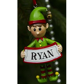 Boxer Gifts Ryan Elf Christmas Tree Decoration | Xmas Bauble Ornament Gift | One for The Whole Family, Ceramic, Multi-Colour, 8 x 4.5 x 2 cm