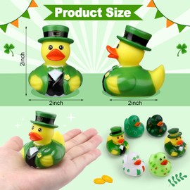 Jerify 24 Pcs St. Patrick's Day Rubber Ducks 6 Styles Shamrock Ducks for Bath Pool Birthday Irish St. Patrick's Day Gifts for Party Favors Accessories Holiday Rubber Ducks