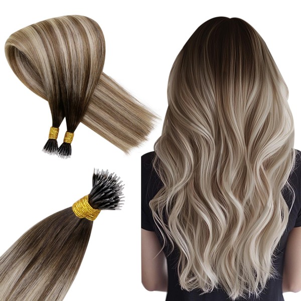 Hetto Nano Extensions Real Human Hair Blonde Remy Straight Balayage