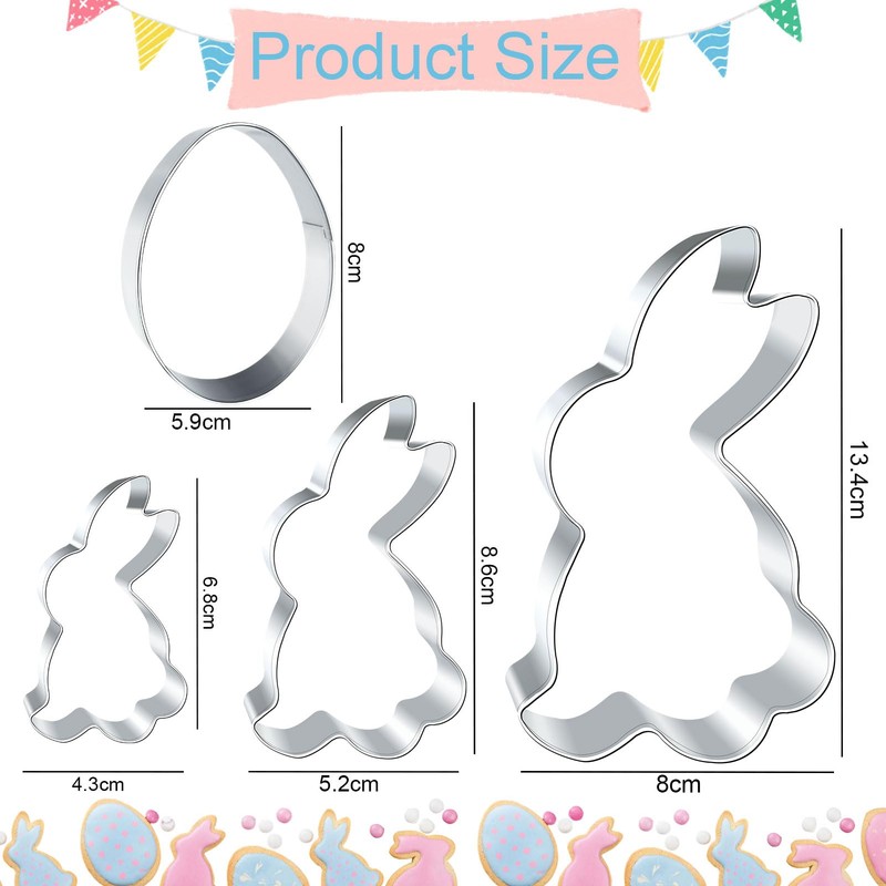 Easter Bunny Cookie Cutter 12.5/8.5/6.5 cm, Easter Cookie Cutter Rabbit