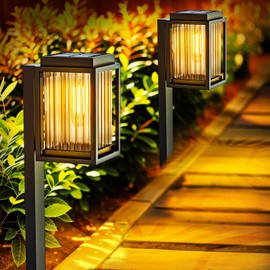 SOLARBABY Solar Pathway Lights Outdoor 2 Pack, Upgraded Solar Lights Outdoor Waterproof, Auto On/Off Long Lasting Solar Garden Lights for Yard Lawn Patio Walkway Driveway Decor Landscape Lighting