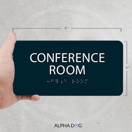 ALPHA DOG ADA SIGNS - Conference Room Sign with Braille for Your Business, 4x8 Inch, ADA Compliant, Indoor or Outdoor, Easy Installation, Made in the USA, Black