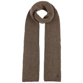 LIERYS Merino Winter Scarf Women/Men (Unisex, 185 x 20 cm) - Made in Germany - Fashionable Knitted Scarf Made of Merino Wool - Scarf with Rib Knit Pattern - Autumn Scarf Autumn/Winter, brown, Unit