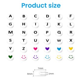 maxtachi Letter Beads for Bracelets, Pack of 1400 High-Quality Acrylic Material Beads for Bracelets Letters, with 10 Metres Elastic Cord, for Making Bracelets, Necklaces, Black, White
