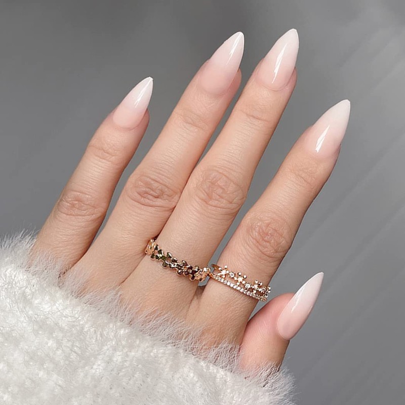 Sethexy 24 Pcs Almond Glue On False Nails