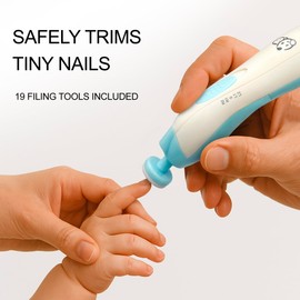 Baby Nail Trimmer 21 in 1, Usage Labeled Case & 13 Extra Replacement Tools, Royal Angels Baby Electric Nail File, Baby Nail Care, Nail Clipper Newborn Toddler Toes & Fingernails Nail Kit (Blue)