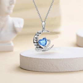 UYBNRK I Love You to The Moon and Back Necklace Christmas Gifts for Women S925 Sterling Silver Zircon Pendant Moon Necklaces for Women Moon Phase Necklace Jewelry for Women