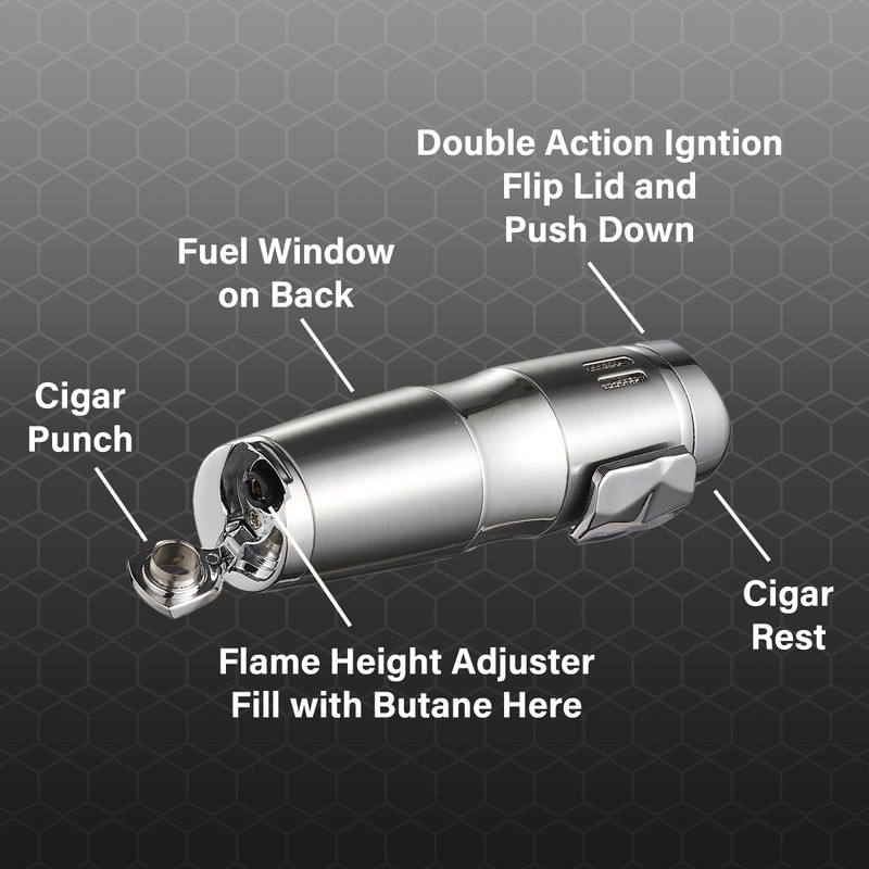 Visol Epicron Triple Flame Butane Torch Refillabe Gas Lighter (Shipped