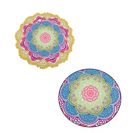 STOBAZA Polyester Round Beach Towel Yoga Mats Shawls Tassels Stylish Comfortable for Family Travel (7)