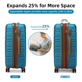 LARVENDER Luggage Sets 6 Piece, Expandable Hardside Carry on Suitcase Set with Spinner Wheels, Lightweight Rolling Luggage Sets for Women with TSA Lock, Blue