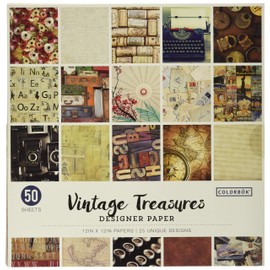 Colorbok Designer Paper Pad, 12" x 12", Vintage Treasures,68117E