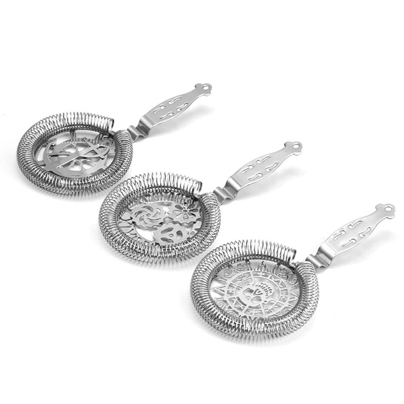 WANAONE Stainless Steel Cocktail Strainer with Removable Spring (Silver)