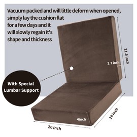 BALAPET Supportive Lumbar Support Pillow for Recliner, Memory Foam 4" Thickness Recliner Cushions Chairs Seat Cushion Mat for Elderly Rest and Back Support（21.5" Backrest Height, Brown）