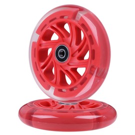 AOWISH 120mm Light-up Scooter Wheels Pair 120mm X 24mm Scooters LED Flash Front Wheels Replacement w/Bearings ABEC-9 for Micro Kickboard, 3-Wheeled Push Scooters (Red)