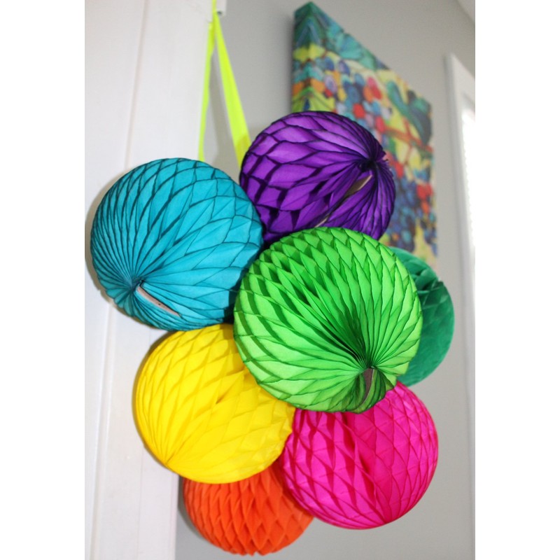 10 Pack 8 Inch Honeycomb Ball Decorations, Rainbow