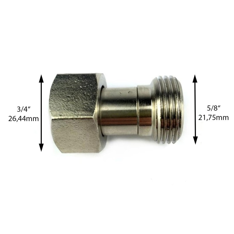 Adapter Connector from 3/4 Inch Female Hexagonal to 5/8 Inch