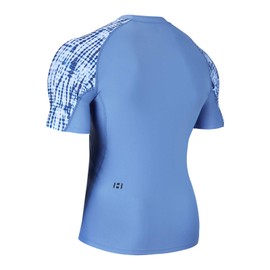 HUGE SPORTS Mens Rash Vest- Rash Guard Short Sleeve Quick Drying Wetsuit Swimming Tops for Surfing BJJ Jiu Jitsu(Blue Spot,2XL)