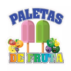 genetic/unbranded Food Truck Decals Paletas De Fruta Style A Retail Concession Sign Blue - 14 in on Longest Side