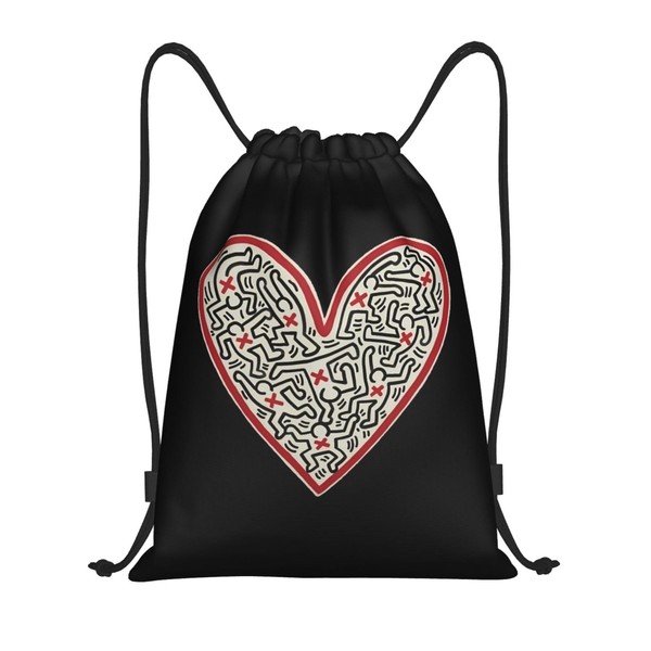 Asamike DCS620A Training Bag, Knapsack, Gym Sack, Keith Haring, Stylish,