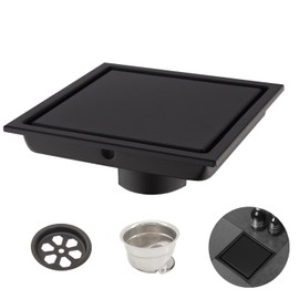MORNWELL Drenaje de Piso,SUS304 Acero Inoxidable Anti-Olor Drenaje de Ducha Inserto Rejilla de desagüe,Coladera Antiolores para Baño Regadera Cocina Garaje Sótano (11X11, Negro)
