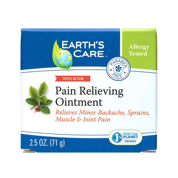 Earth's Care Pain Relieving Ointment - Triple Action Muscle and Joint Pain Relief Cream - Topical Analgesic 2.5 oz. (71 g)