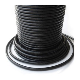 Auroris - 11 Yards / 10 Meter Black Leather Cord Round Ø 3 mm - Black