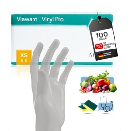 Viawant® Vinyl Pro Disposable Gloves Vinyl Gloves L [Pack of 100] Very Touch Sensitive - Sturdy, Powder-Free & Latex Free - Tear-Resistant Rubber Gloves