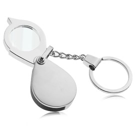30X Small Pocket Magnifier Glass Portable Jewelers Loupe Travel Folding Magnifying Lens Keychain Handheld Magnifier for Reading Coins Science Jewelry Hobby Travel, 25 Mm Diameter