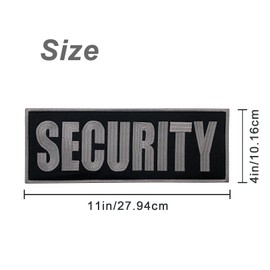 uuKen Parche de seguridad grande de tela bordada gris de 11 x 4 pulgadas para uniformes chaleco y ropa táctica (gris, XL 11 x 4 pulgadas)