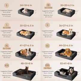 EHEYCIGA Orthopedic Dog Bed for Medium Dogs, Waterproof Memory Foam Medium Dog Beds with Sides, Non-Slip Bottom and Egg-Crate Foam Medium Dog Couch Bed with Washable Removable Cover, Dark Grey