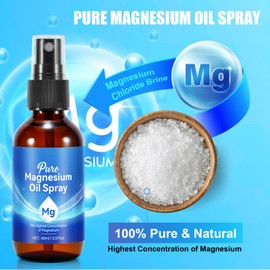 HUALIJIA Magnesium Oil Spray, Magnesium Oil for Feet, Pure Organic Magnesium Oil, Topical Magnesium Spray for Feet, Easy to Absorb and Use, 2.02 Fl Oz