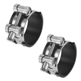 Stoooduo 304 Stainless Steel Muffler Clamp, Hose Band, 1.4 - 1.5 inches (36 - 39 mm), Set of 2, Hose Clamp with Rubber Rim, Adjustable, Strong Fixing, Universal Bolts, Silencer Parts for Motorcycles