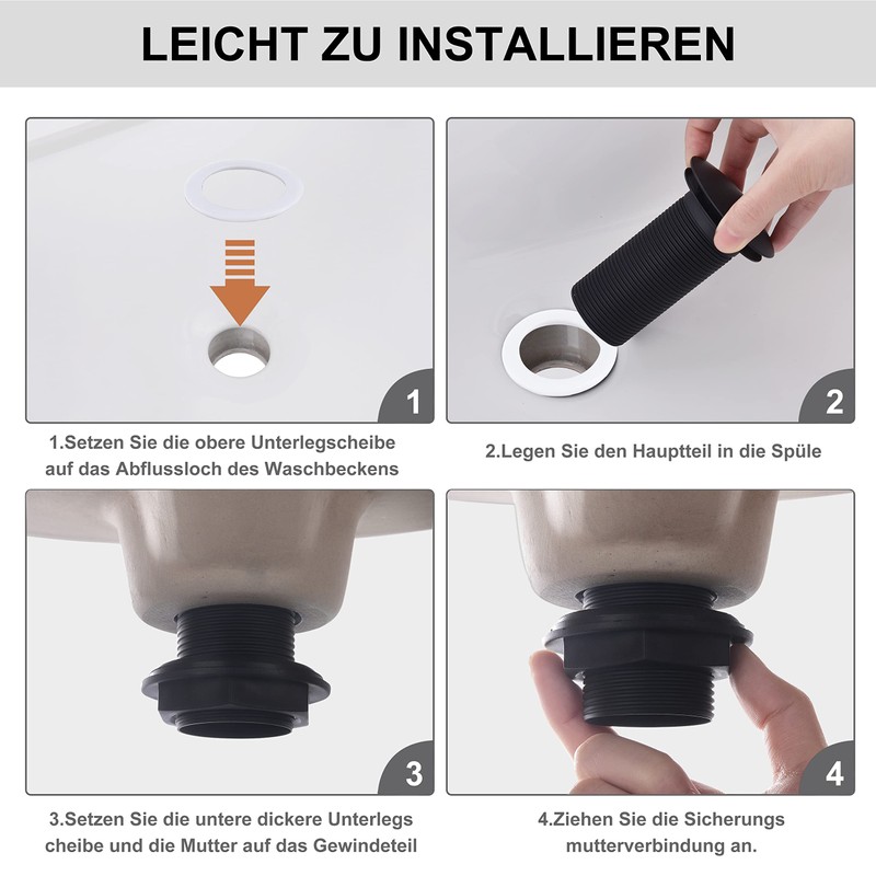 KENES Universal Pop-Up Drain Fitting for Washbasin/Sink, Sink Plug Pop