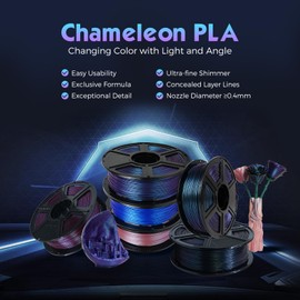 FLASHFORGE PLA Filament 1.75mm +/- 0.02mm Rose Quartz, Color Changeable 3D Printer Filament 1kg (2.2lbs), Chameleon 3D Printing Filament Changing Colors with Light, Perfectly Hide The Layer Line