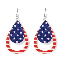 American Flag Earrings: Patriotic Teardrop Dangle Earrings - Red, White, And Blue Earrings - Lightweight And Comfortable - Patriotic Earrings