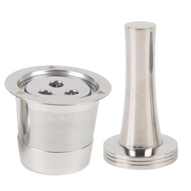 Refillable Coffee Pod, Stainless Steel Reusable Coffee Pod 3 Hole Reusable Coffee Capsule with Hammer Brush Spoon Fit for CFP201 CFP301 Dual Brew Pro