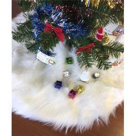 S_SSOY Ivory Faux Fur Christmas Tree Skirt Luxury Xmas Tree Skirts for Party Ornaments Decoration (19.6inches)