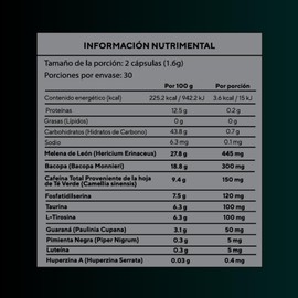 Focus Boost Black- Nootrópico Natural para Mejorar el Enfoque, Concentración y Energía