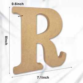 AOCEAN 8 Inch Designable Wood Letters, Unfinished Wood Letters for Wall Decor Decorative Standing Letters Slices Sign Board Decoration for Craft Home Party Projects (R)