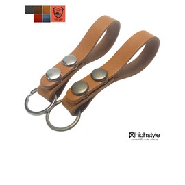 Highstyle 2 Button Tochigi Leather Base Grade Slim Design Belt Loop Key Chain, antique/black
