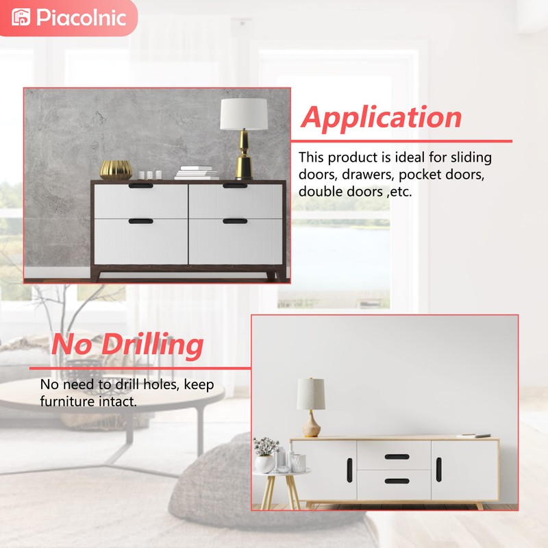 Oval Sliding Door Pulls, 2Pcs Matte Black Aluminum Alloy Flush