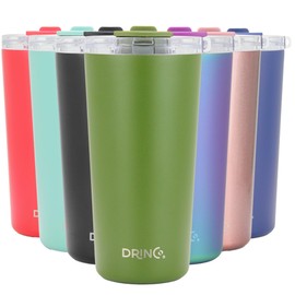 Drinco - 20 oz Stainless Steel Tumbler | Double Walled Vacuum Insulated Mug With Lid, 2 Straws, For Hot & Cold Drinks (20oz Forest, 20oz)