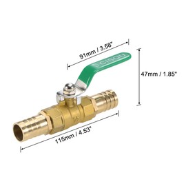 sourcing map Ball Valve Shut-Off Valve, 19mm Hose Barb to 19mm Hose Barb, Pipe Tube Fittings, 90 Degree Operation Handle, Brass Valve with Hose Clamps and Thread Seal Tape, 1 Set