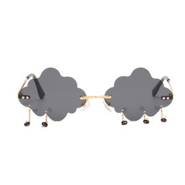 YUELUQU Vintage Fashion Funny Festival Sunglasses Metal Frameless Women Men Punk Party Glasses (Cloud-Black)