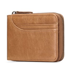 Wallets for Men Leather Wallet RFID Zip Around Bifold Credit Card Holder