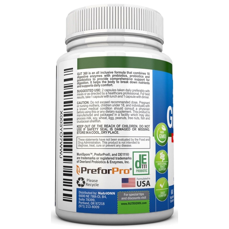 GUT 360 – Probiotics, Prebiotics & Postbiotics with Digestive Enzymes