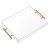 11"x14" Clear Acrylic Serving Tray with Golden Handles, Sturdy Huge