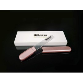 MiDenso Premium Glass Nail File with Case, Crystal Diamond Salon Best Beauty Nail Buffer for Natural and Acrylic Nails Christmas Gift for Woman and Man,Apricot